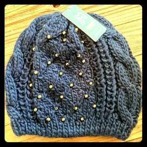 Knit hat with gold studs